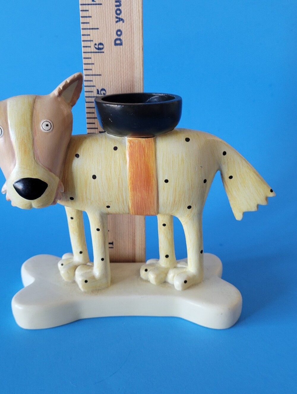 Allen Designs Studio 5" Dog Figurine Tealight Candle Holder Bone Base Folk Art - Picture 5 of 7